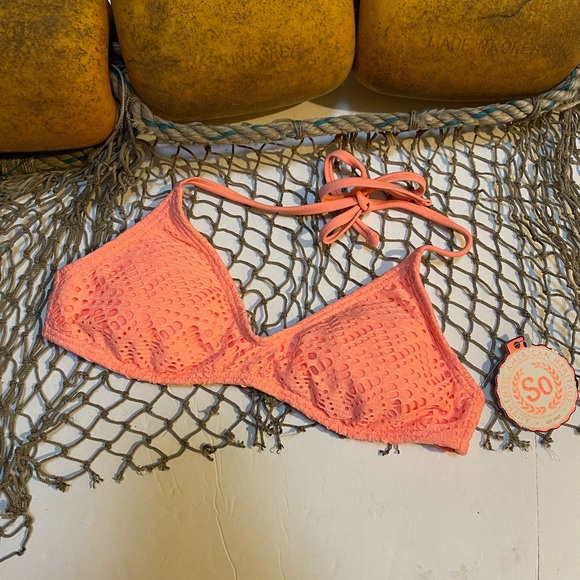 NWT SO Lace Bathing Swim Suit Bikini Top S Small SM - Picture 1 of 6